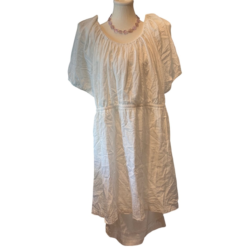 Old Navy White Cotton Bow Back Midi Dress 4X Calla Lily Short Sleeve Gauze